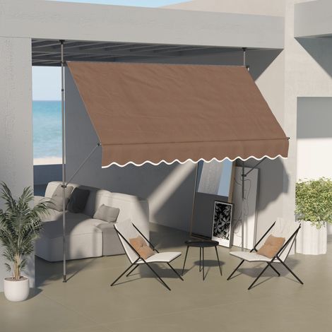 Auvent rétractable manuel manivelle 300x120x210-300cm hauteur réglable étanche anti-UV, café (1/4)