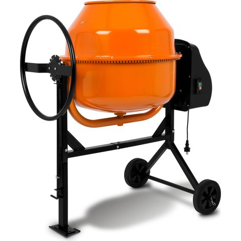 EBERTH Betonmischer Mischmaschine Elektrisch mit 160L Trommelvolumen, 650W Motor, 230V, Stahl-Gestell mit Transporträdern, Trommel und Zahnkranz aus Stahl, feststellbares Handrad, breite Fußplatte (1/5)