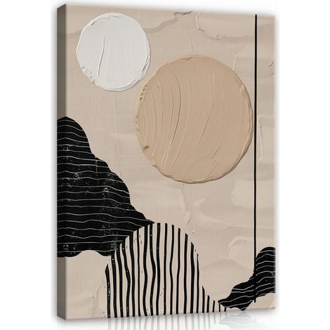 Peinture abstraite boho beige sur toile Murale pour chambre salon 120x80 (1/3)