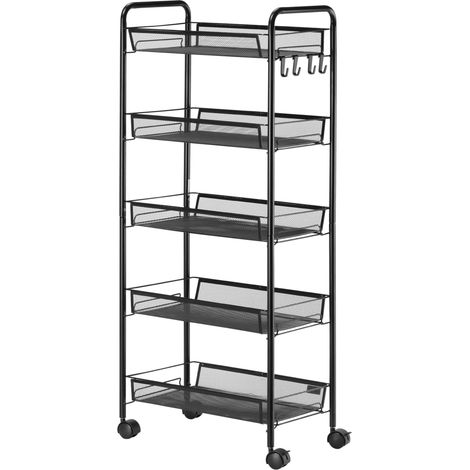 Carrello portaoggetti 45 x 26,5 x 106 cm 5 livelli cesti metallici rimovibili stile industriale moderno in acciaio nero 210005790