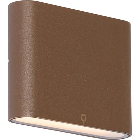 QAZQA Aplique de pared exterior moderno marrón óxido 11,5 cm con