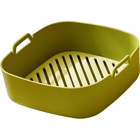 Doublures en silicone pour friteuse à air chaud, panier de cuisson épais et résistant à la chaleur, pour four et barbecue, outil vert carré (1/5)