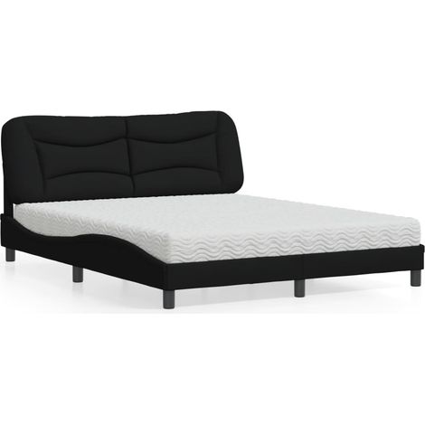 Bett mit Matratze "Hvar" Schwarz 160x200 cm Stoff vidaXL (1/5)