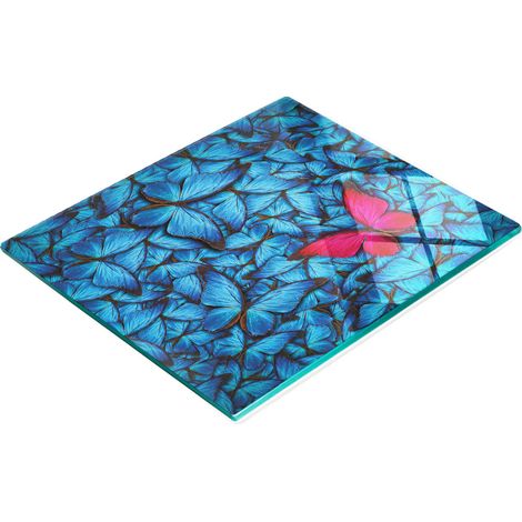 Tablero decorativo multifuncional de cocina con dise帽o de mariposa rosa, 60x52 cm.