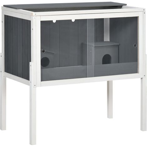 Gabbia in legno per criceti nani e piccoli roditori 82 x 45 x 81 cm grigio scuro MODENUIT (1/4)