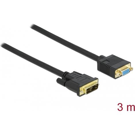 Delock Cable DVI 12+5 macho a VGA hembra 3 m