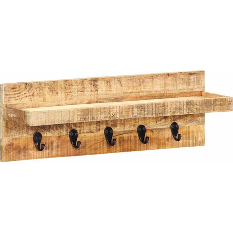 Perchero de pared madera maciza de mango sin tratar 60x15x20 cm vidaXL (1/5)
