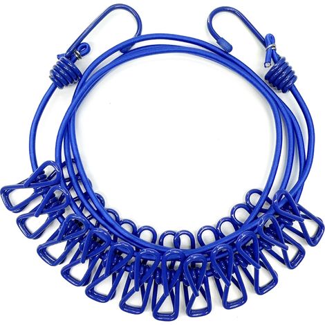 Sac OPP bleu Corde à linge pour voiture pour le séchage en extérieur, balcons de dortoirs scolaires et pinces pour corde à linge intérieure (aucun perçage requis). (1/5)