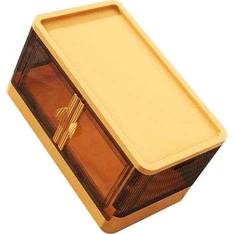 Zweitürige Aufbewahrungsbox, vielseitig verwendbar, faltbar, stapelbar, mit Deckel, geeignet für Spielzeug, Kleidung, Snacks, Bücher, groß, gelb (1/5)