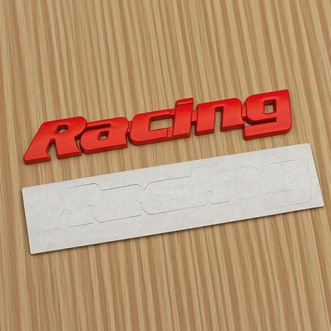 (Autocollant rouge) - Logo de course 3D en métal noir et rouge chromé, emblème universel pour calandre avant et coffre arrière de voiture. Accessoires (1/5)