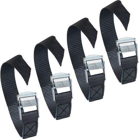 alca® Mini Spanngurt 4 x 60cm 250 daN schwarz mit Klemmschloss Schnellverschluss verstellbar zertifiziert nach DIN EN 12195-2
