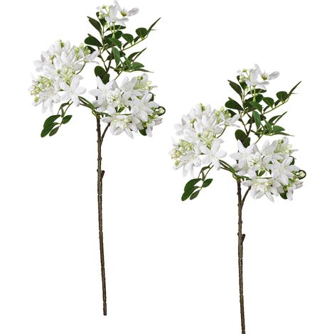 Geschwungen und strahlend. [Weiß] Set aus 2 künstlichen Blumen mit Früchten und Blättern, 3 Seidengeranienköpfen für Hochzeitsdekoration (1/2)