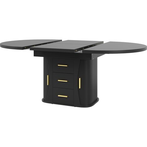 Tavolo da pranzo allungabile rotondo in MDF nero 118-158 cm per 6 persone MODENUIT (1/5)