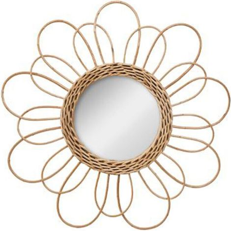 1 Miroir rotin forme fleur 38cm naturel décoration intérieur couloir chambre salle de bain (1/5)