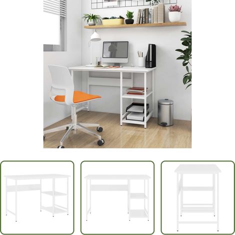 vidaXL Bureau industriel - Bureau d'ordinateur Blanc 105x50x72 cm MDF et métal (1/5)