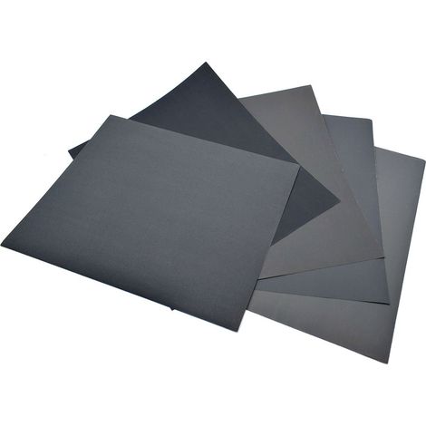 Lot de 5 Feuilles de Papier de Verre à Grains Mixtes en Carbure de Silicium 230 x 280 mm (800/1000/1200/1500/2000) (1/3)