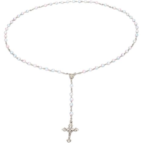 Chapelet perles 6mm multicolores collier croix pour femme homme communion baptême cadeau catholique chrétien (1/5)