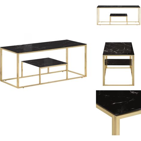 Table basse doré acier inoxydable et verre trempé - Table Basse Dorée - Table D'appoint - Meuble Salon - Table En Verre - Table Design (1/5)