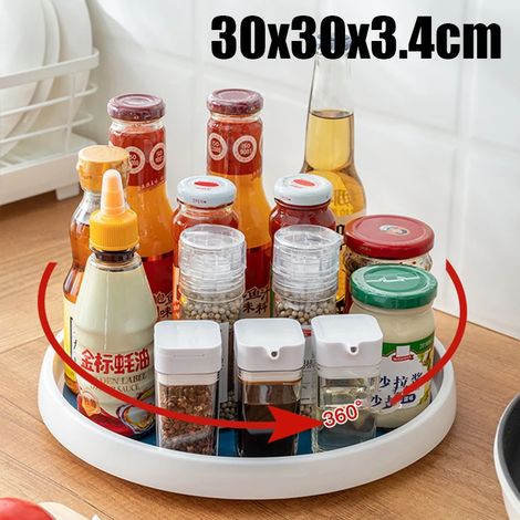 (L-1pcs) Étagère de rangement rotative à 360° antidérapante pour condiments et vaisselle, étagère de rangement ronde multifonctionnelle. (1/5)
