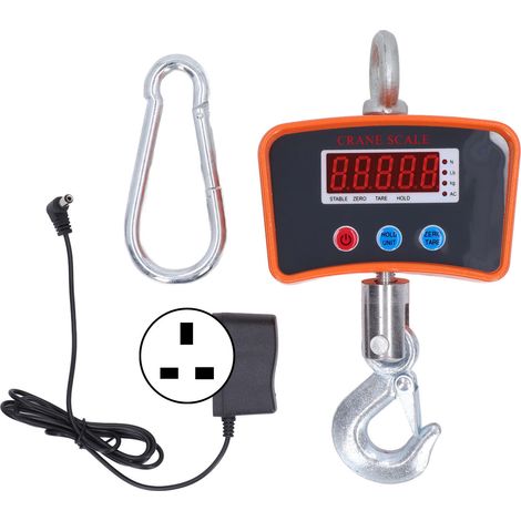 Pèse-charge électronique numérique 1000 kg, affichage digital, crochet industriel avec batterie rechargeable 100-240V, prise UK. (1/5)