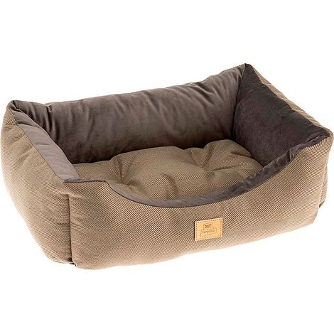 Ferplast CHESTER Divanetto con cuscino in tessuto resistente cani e gatti. Varie misure e colori. . Variante 60 - Misure: 66 x 50 x h 20 cm - Marrone
