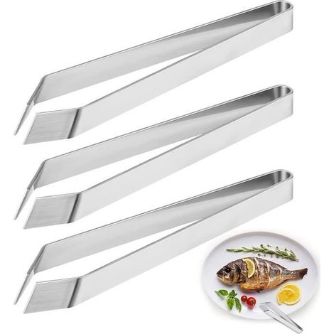 3 pièces pinces à arêtes de poisson, inox 430, précision chirurgicale, outil cuisine pour épiler arêtes, aiguilles et écailles (1/4)