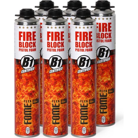 Mousse polyuréthane coupe-feu FOME FLEX Fire Block – pistolable, haute résistance, joints minéraux & métalliques – 750 ml – Lot de 6 pièces (1/5)