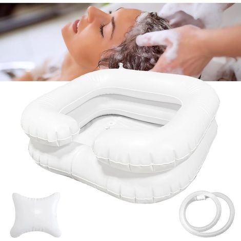 Lavabo à Cheveux Gonflable,Bassin Gonflable pour Laver,Bac à shampoing gonflable,Système de douche de chevet,Grande vasque gonflable,Portable Lavabo Gonflable,Cheveux avec Tube de Drainage (1/5)