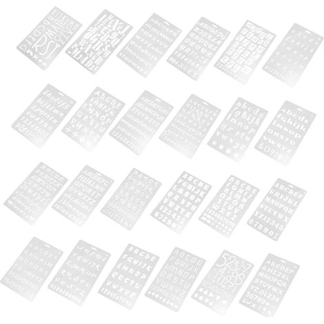24 pièces Pochoirs de Peinture Lettres et Chiffres Modèles Alphabet (1/5)