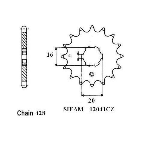 Pignon TT Kawasaki-Suzuki - 428 - 14 Dents - Similaire JTF555