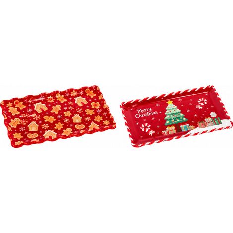 Ad Trend Vassoio Rettangolare Natalizio in Melamina Assortito 48x28 cm 1 Pz – Accessorio Tavola di Natale (1/2)