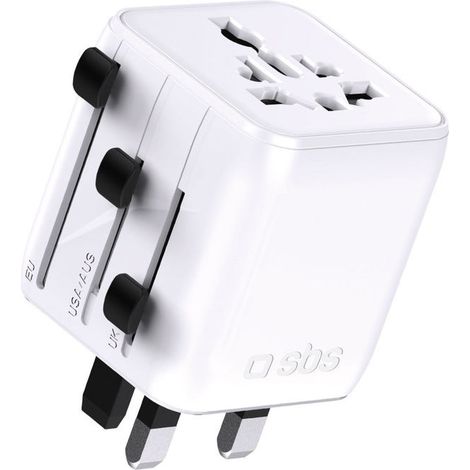Adattatore da viaggio con presa EU, UK, US, AUS - Bianco