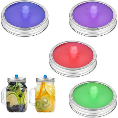 4er-Set Silikonbehälter – Großer Fermentationsdeckel – Deckel für wasserlose Einmachgläser – Silikon-Fermentationszubehör für Sauerkraut, Kimchi, Gurken und probiotische Lebensmittel (1/5)