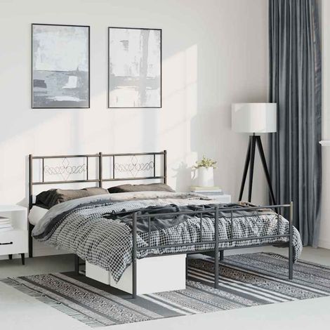 Estructura cama sin colchón con estribo metal negro 150x200 cm (1/5)