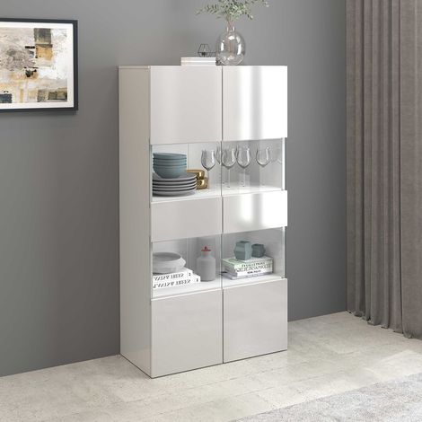 Vitrine moderne 80 cm blanc brillant Keops (1/5)