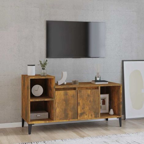 vidaXL TV Cabinet Smoked Oak 100x35x55 cm Engineered Wood (1/5)