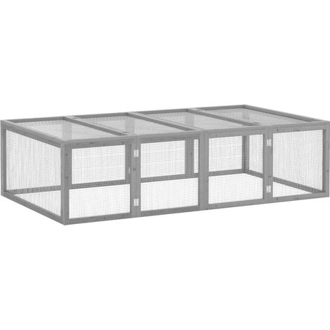 Enclos pour petits animaux extérieur en bois gris 181 x 100 x 48 cm, avec toit ouvrant, grillage sécurisé et accès facile, idéal pour vos compagnons - CHICFURN (1/5)
