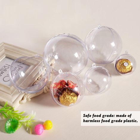 Lot de 5 boules de Noël transparentes à remplir, à personnaliser soi-même, pour la décoration de mariage et de maison. (1/5)