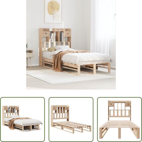 vidaXL Rangement - Lit bibliothèque sans matelas 90x200 cm bois de pin massif (1/5)