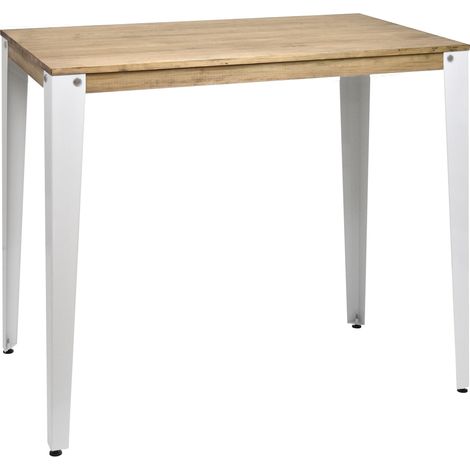 Mesa Lunds Alta 40x120x110cm Blanca en madera maciza de pino acabado vintage estilo Industrial Box Furniture (1/4)