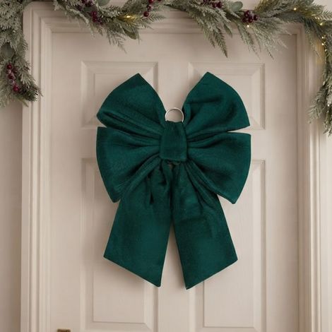 XL Dark Green Velvet Decorative Bow (1/2)