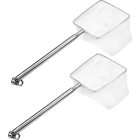 2 x Mini Aquarium Fish Net, Square Fine 8 cm, Stainless Steel Handle, Aquarium Pond Cleaning Tool, Catching Fish Shrimp Accessories Durable Practical (1/5)