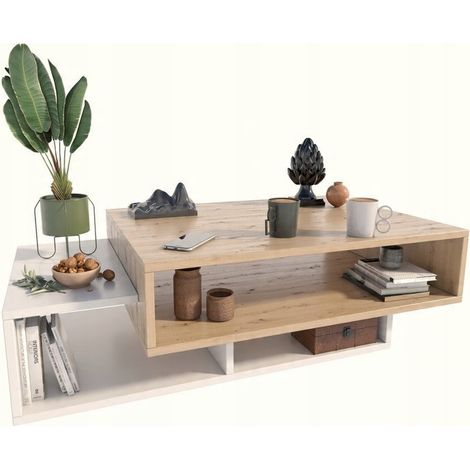 Couchtisch Sara Artisan Eiche/Weiß für Wohnzimmer, Büro, Wohnzimmer, MK (1/5)