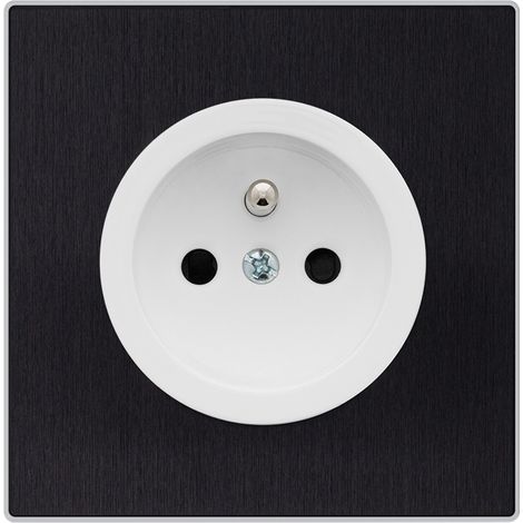 FONTINI Prise 2P+T blanc glossy DOM + plaque simple métallisé anthracite (1/5)