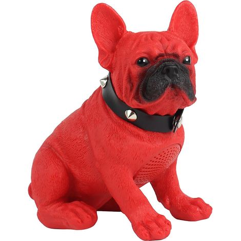 Enceinte Bulldog Doll marron noir rouge blanc, sans fil et portable Bluetooth - Couleur blanche (1/4)