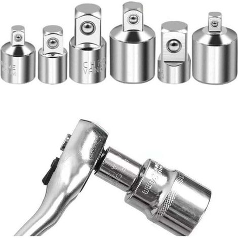 Adattatore per bussole e chiave, set di adattatori a cricchetto da 6 pezzi: da 1/4" a 3/8", da 3/8" a 1/4", da 3/8" a 1/2", da 1/2" a 3/8", da 1/2" a 1/4", da 1/4" a 1/2", adattatore riduttore per ins