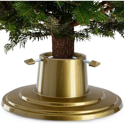 Supporto per albero di Natale KADAX con serbatoio dell'acqua - supporto in plastica per un vero albero di Natale - oro - altezza dell'albero fino a 2 m (1/5)