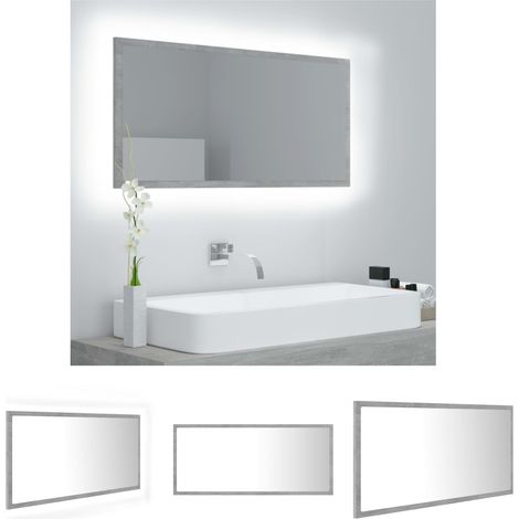 Wandspiegel - vidaXL LED-Badspiegel Betongrau 90x8,5x37 cm Acryl - RGB-Beleuchtung (1/5)