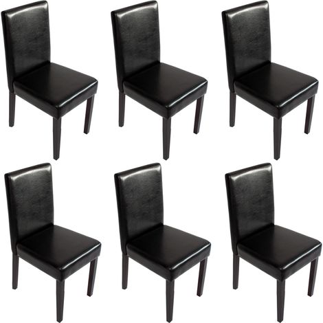 [NUNCA USADO] Lote de 6 sillas de comedor Silla de cocina Littau, polipiel, negra, patas oscuras (1/5)