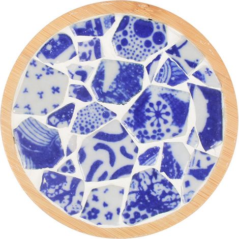 Dessous de verre créatifs en céramique et porcelaine bleue et blanche, faits à la main, ensemble de matériel de bricolage, collage, sous-verres décoratifs, coussin isolant, activités de team building (1/5)